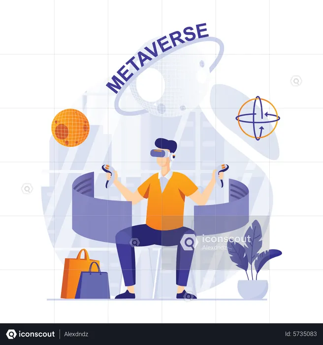 Homme travaillant avec Metaverse  Illustration