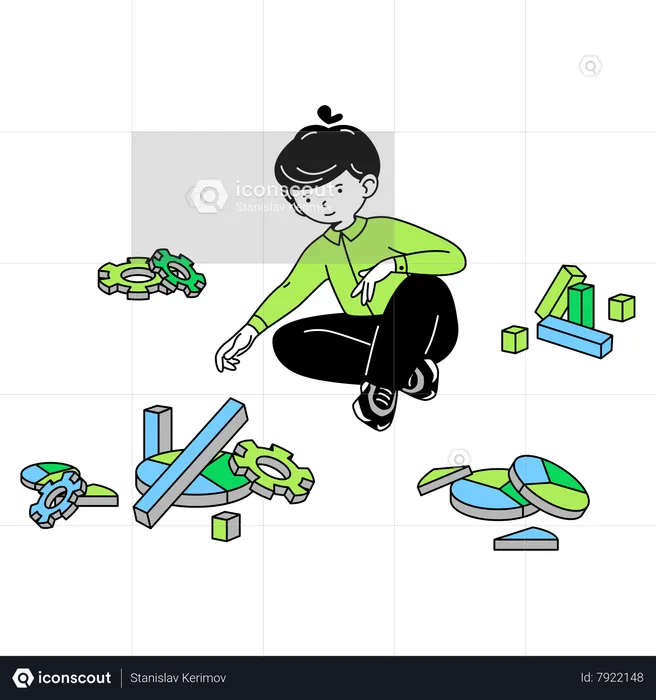 L'homme trie les différentes statistiques  Illustration