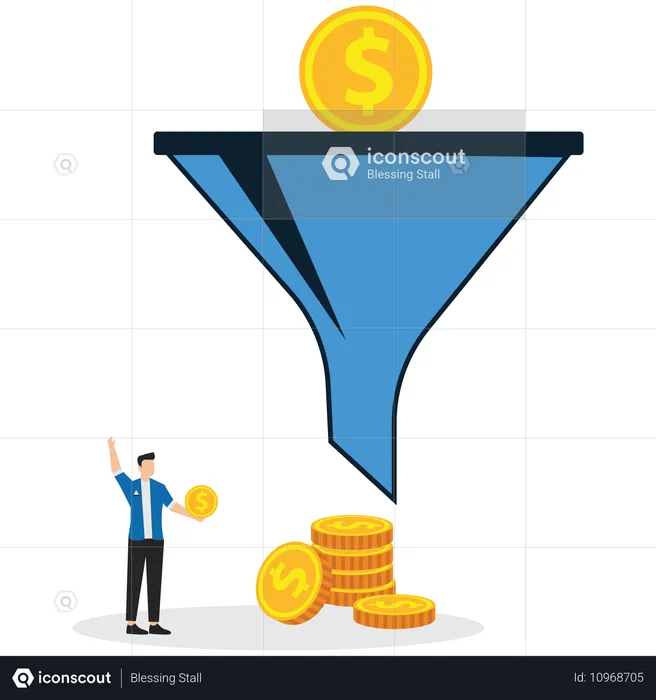 Homme Trouvez des opportunités d'investissement et développez une bonne discipline financière pour un revenu stable  Illustration