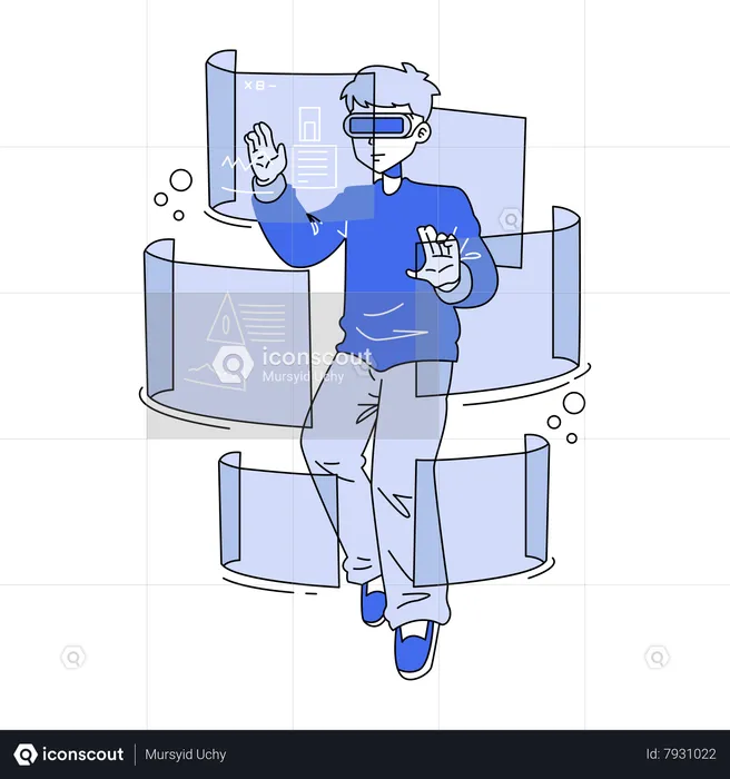 Homme utilisant la technologie vr  Illustration