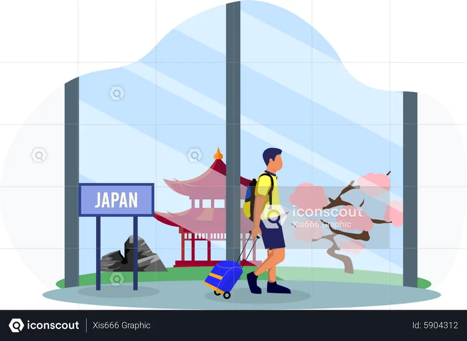 Homme va au Japon  Illustration