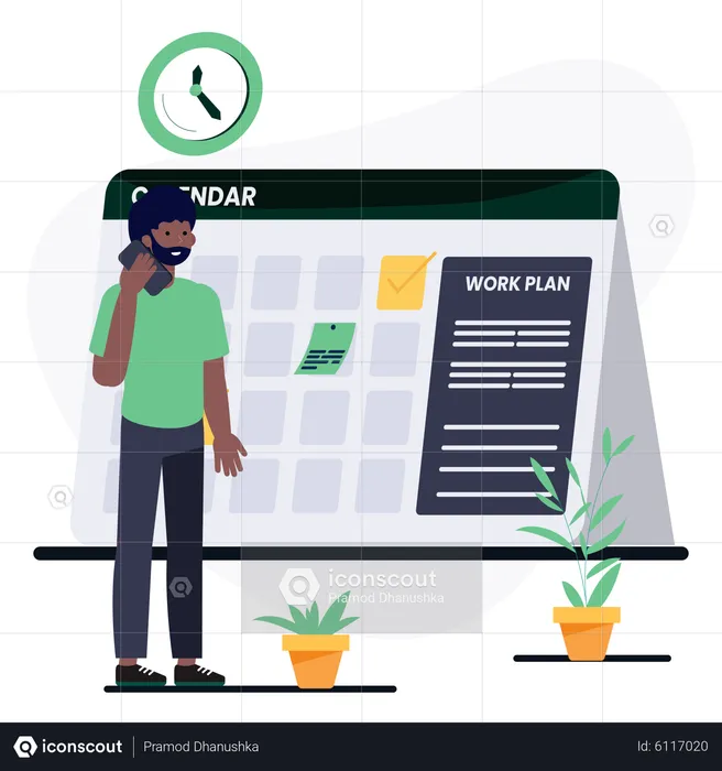 Homme vérifiant son horaire de réunion  Illustration