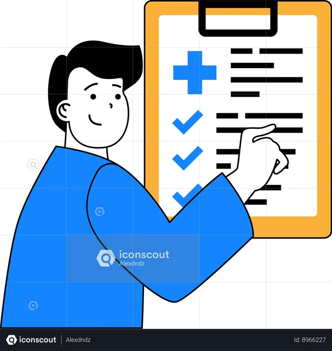 Homme vérifiant le dossier médical  Illustration