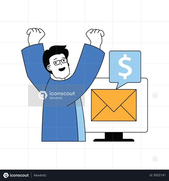 Homme vérifiant le courrier financier  Illustration