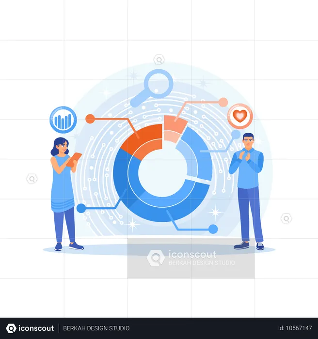 Des hommes d'affaires analysent des graphiques  Illustration