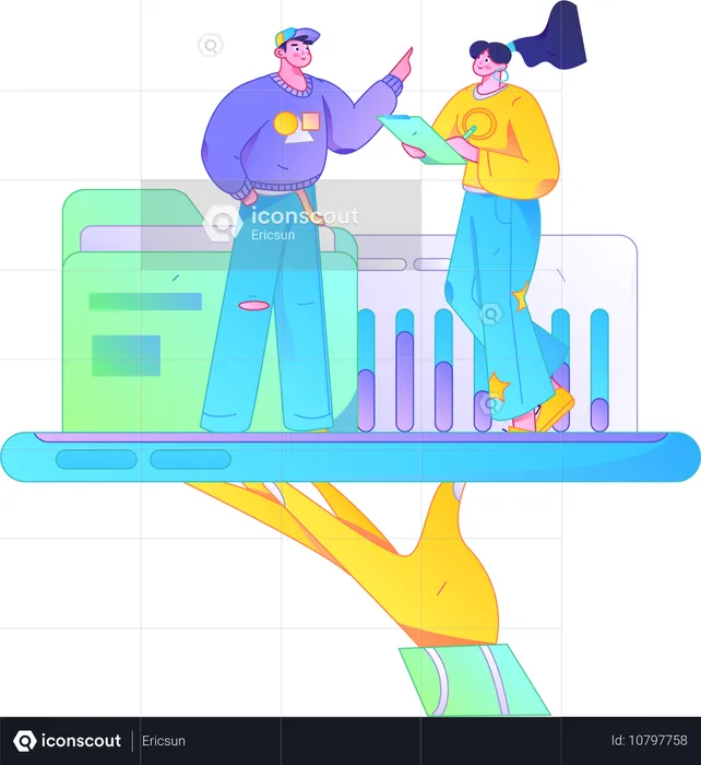 Gens d’affaires discutant de croissance  Illustration