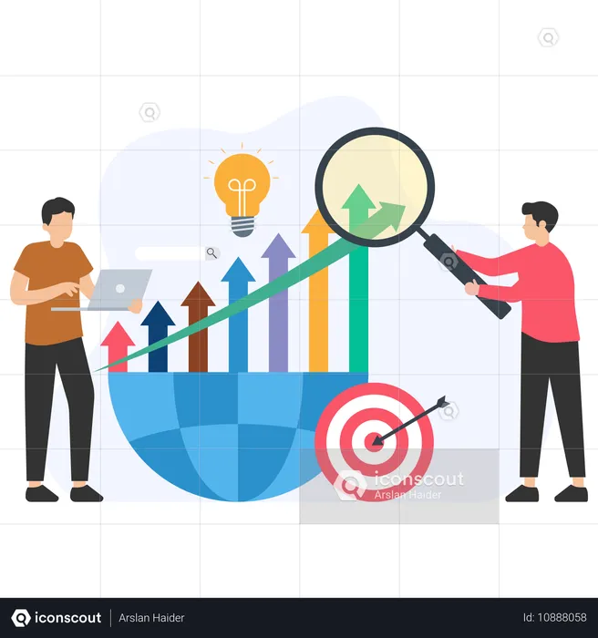 Gens d'affaires effectuant une analyse de marché  Illustration