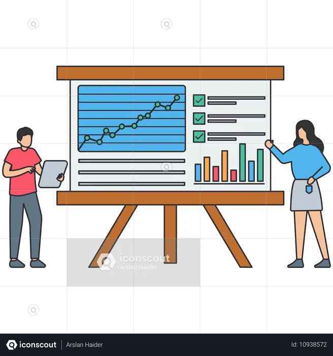 Gens d'affaires effectuant une analyse de marché  Illustration