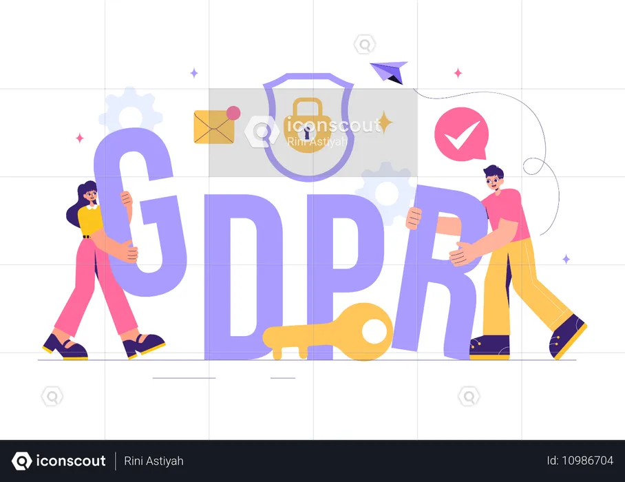 Les entrepreneurs travaillent sur le règlement sur la protection des données GDPR  Illustration