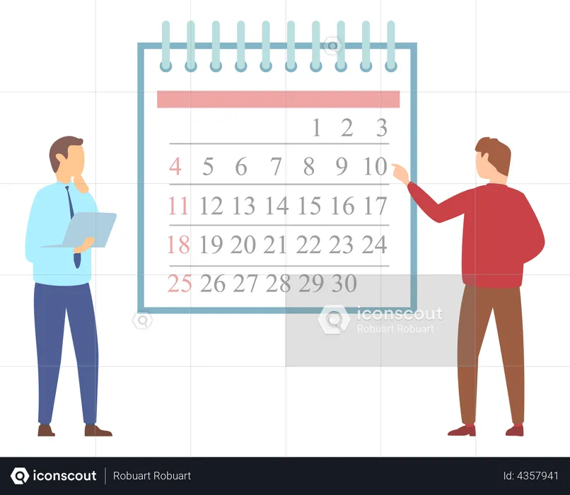 Hommes d'affaires faisant la planification du calendrier  Illustration