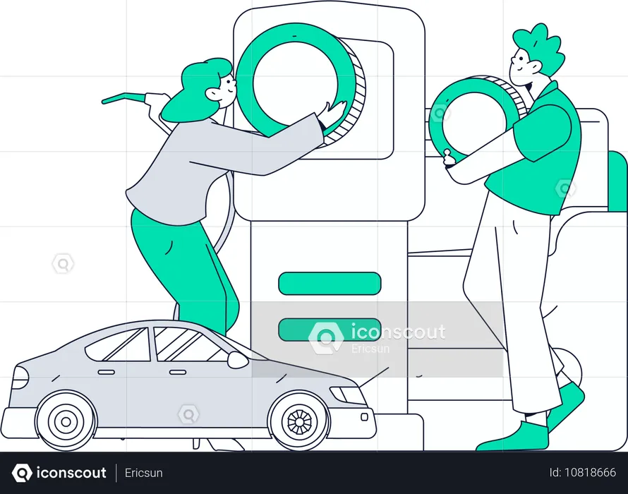 Des hommes investissent dans le carburant  Illustration