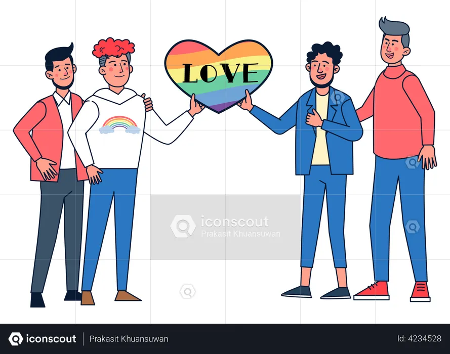 Homosexuals holding love sign  Illustration