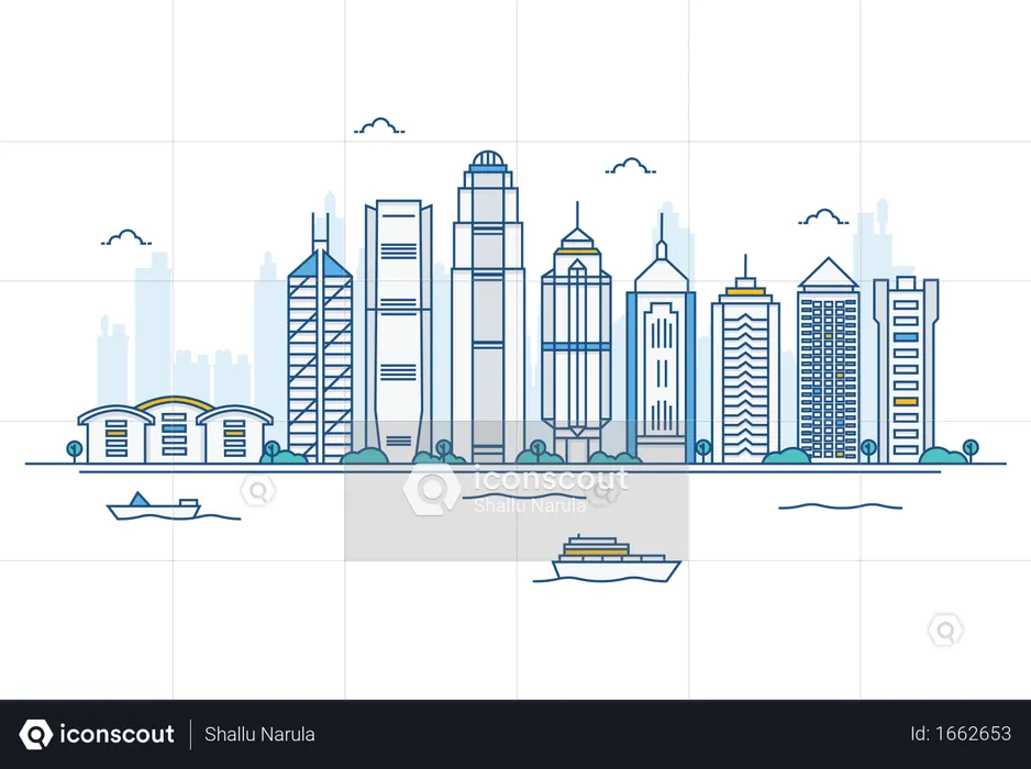 Hong Kong skyline  Illustration
