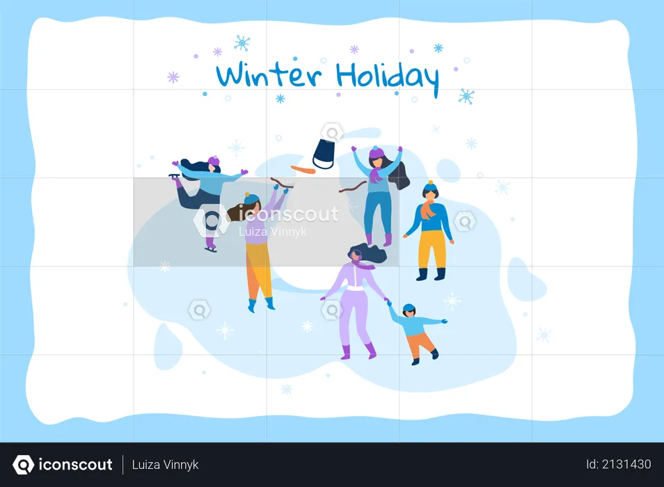 Horizontal Flat Banner Winter Holiday  Illustration