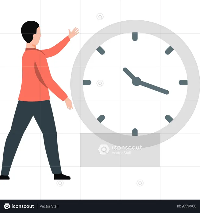 Homme présentant l'horloge  Illustration