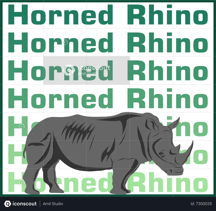 Horned rhino  Illustration