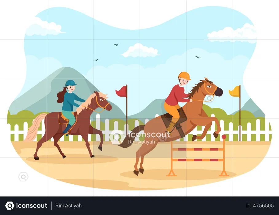 Horse Hurdle Races  Illustration