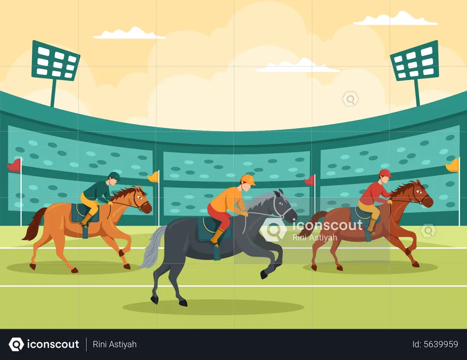 Best Horse Racing Competition Illustration download in PNG & Vector format