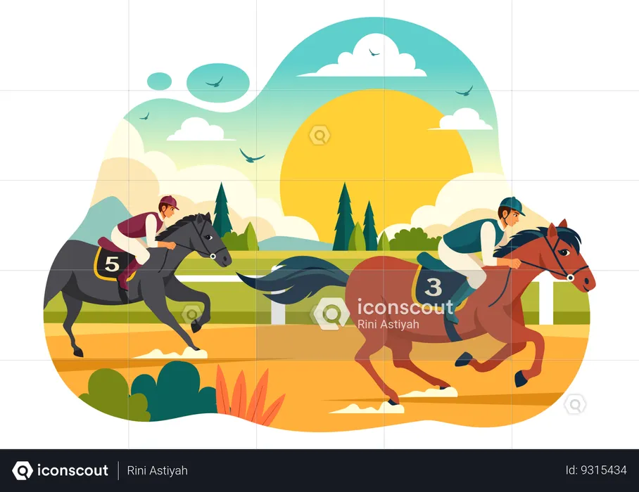 Horse Racing Competition  Illustration