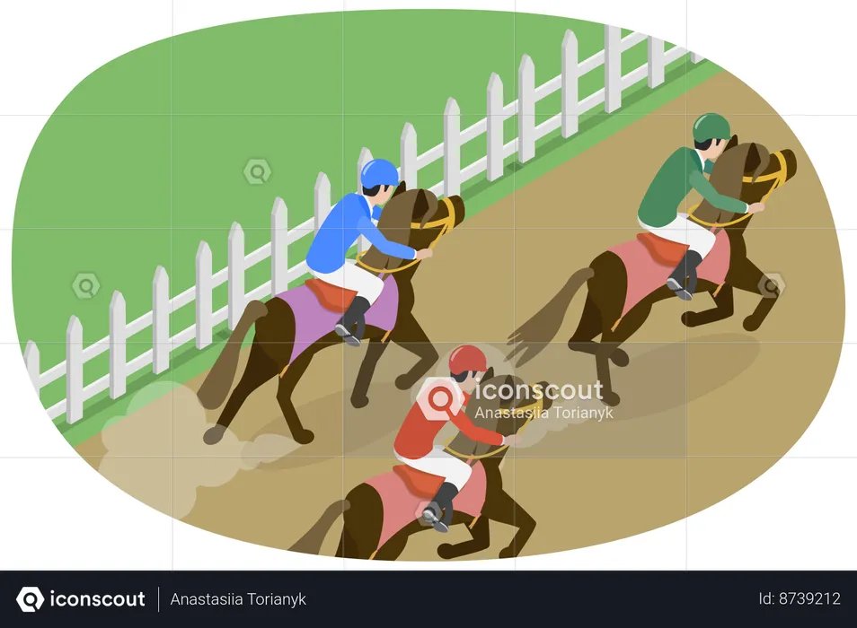Horse Racing Scenery  Illustration