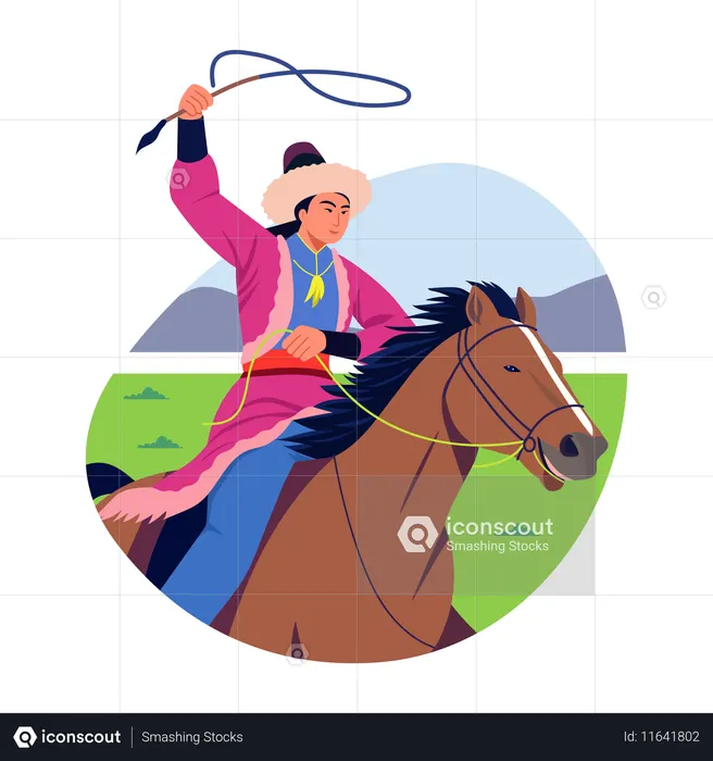 Horseman riding horse  Illustration