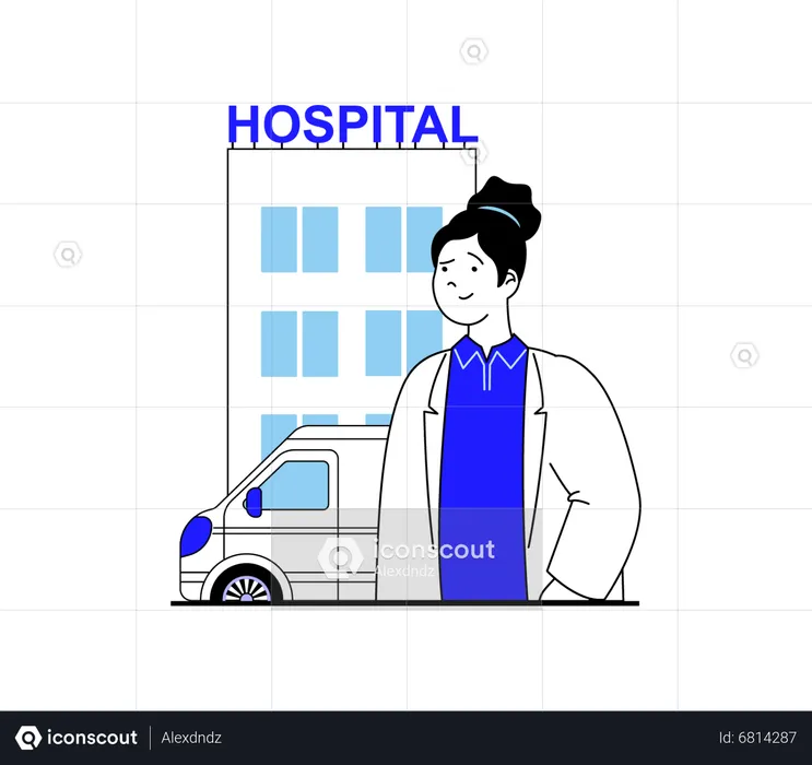 Hospital and doctor  Illustration
