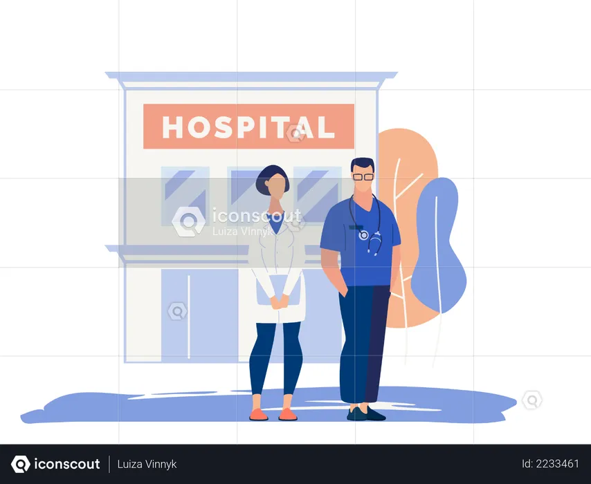 Hospital and medical assistants  Illustration