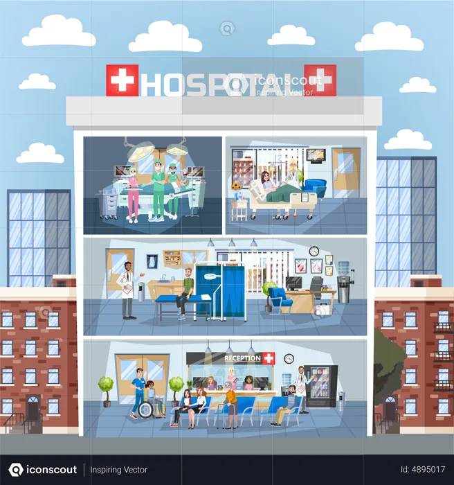 Hospital building interior  Illustration