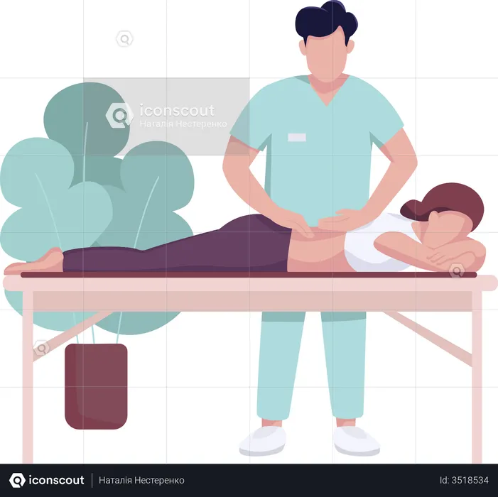 Hospital masseur and patient  Illustration