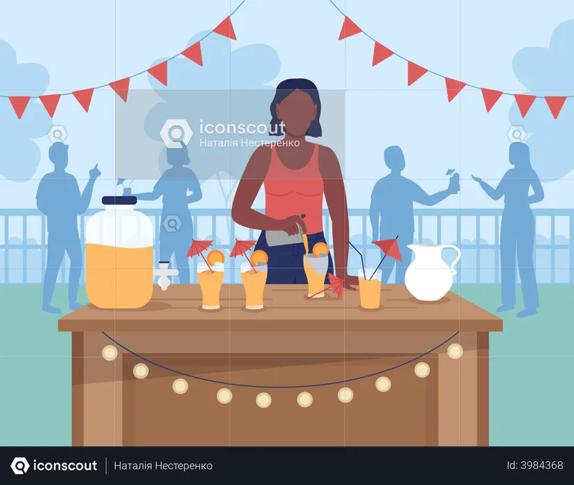 Hosting backyard cocktail party  Illustration