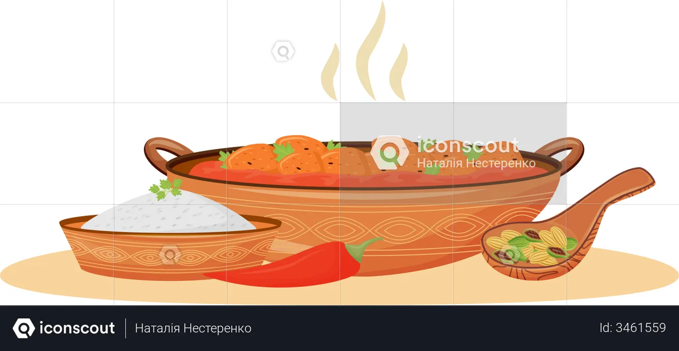 Hot butter chicken  Illustration