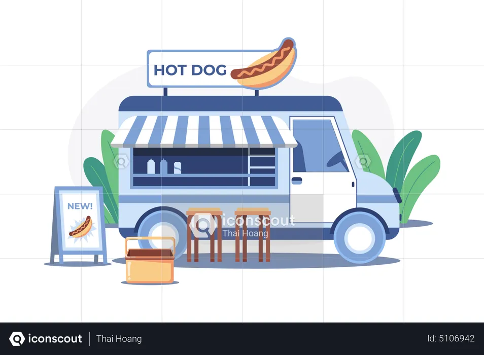 Hot dog food truck  Illustration