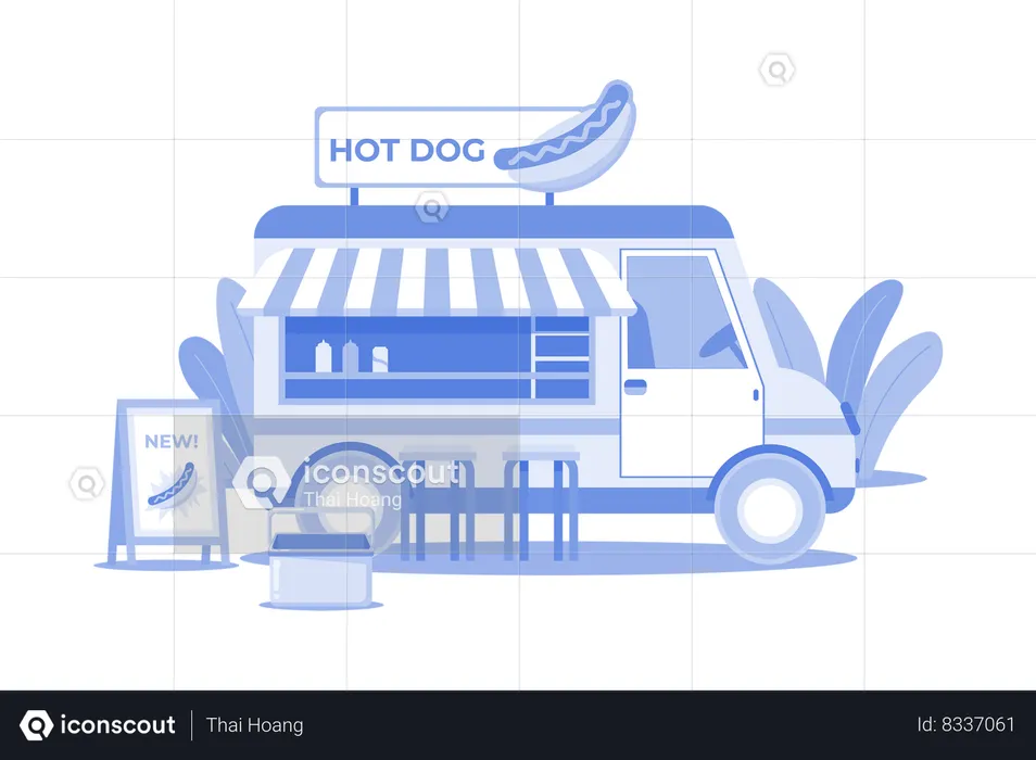 Hot Dog Food Truck  Illustration