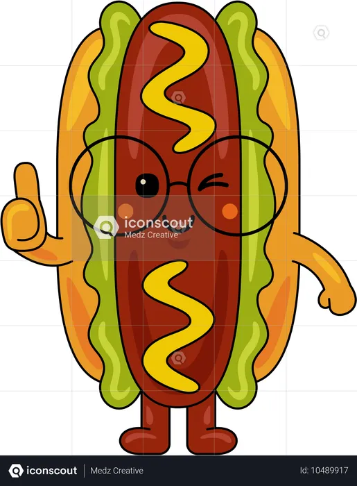 Hot Dog Showing Thumbs Up  Illustration