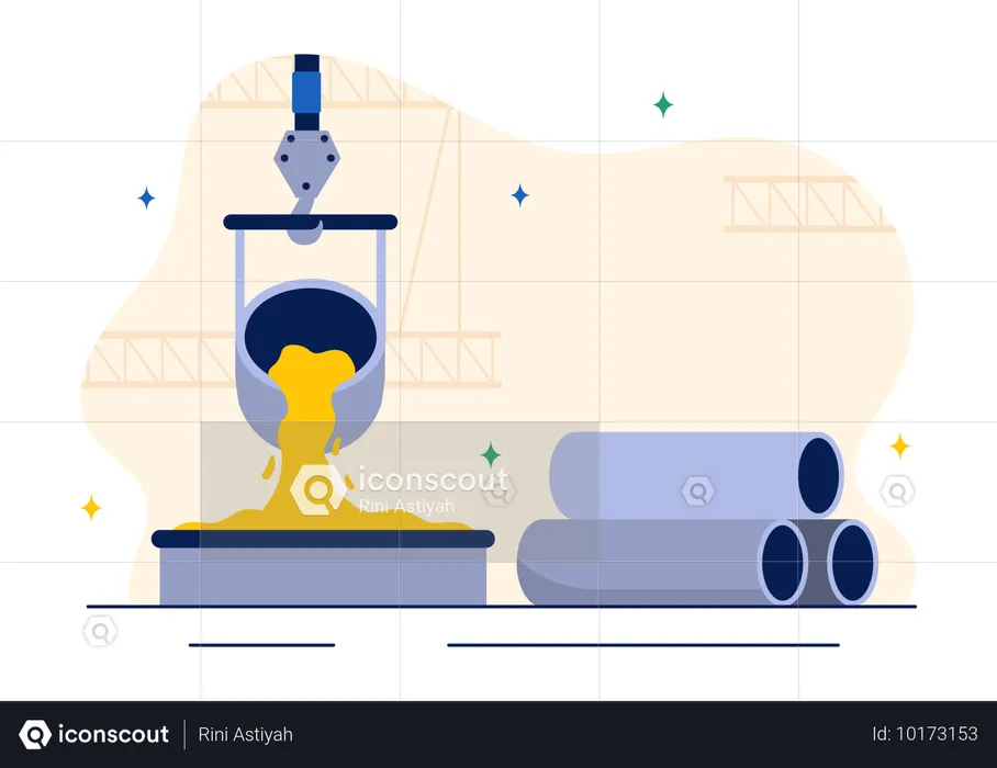 Hot steel pouring  Illustration