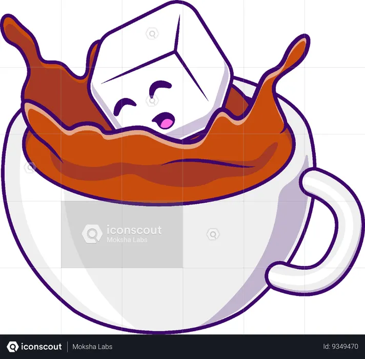 Hot Tea And Sugar Mascot  Illustration