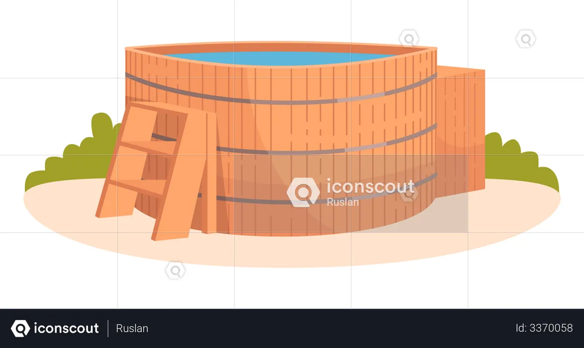 Hot tub for relaxation and lounge  Illustration