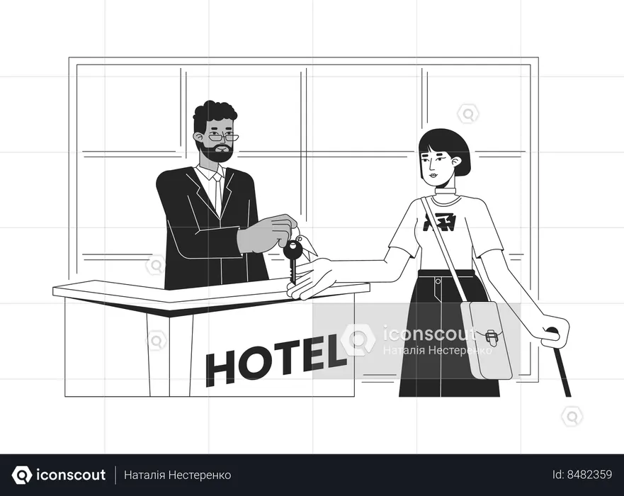 Hotel front desk check in  Illustration