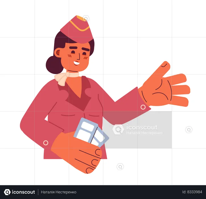 Femme indienne d'hôtesse de l'air d'une compagnie aérienne  Illustration