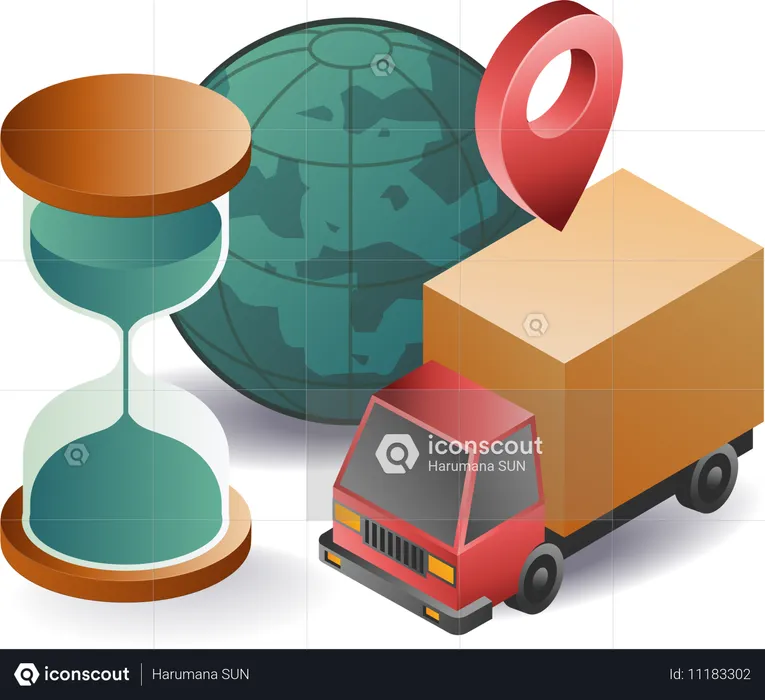 Hourglass duration of package delivery  Illustration