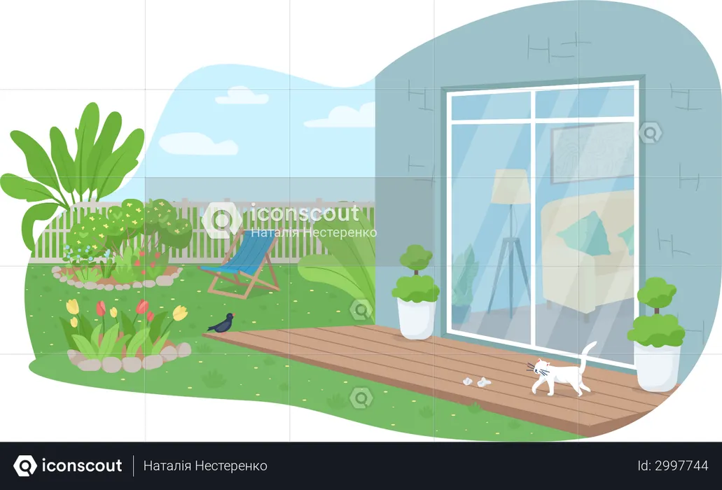 House backyard patio  Illustration