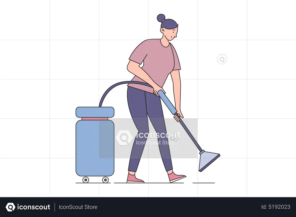 House Cleaning With Vacuum Machine  Illustration
