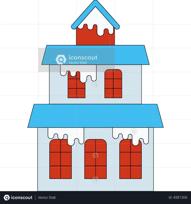 House covered in snow  Illustration