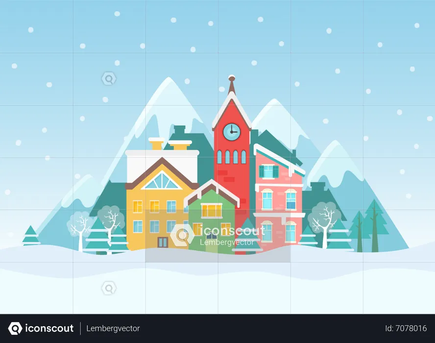House During Winter  Illustration