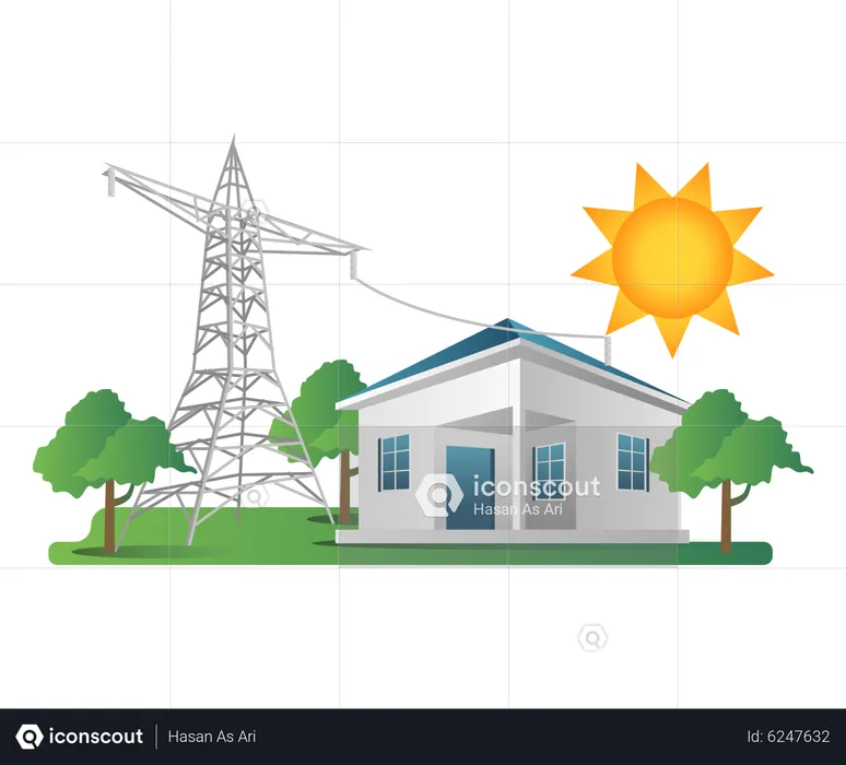 House electricity pole lines  Illustration