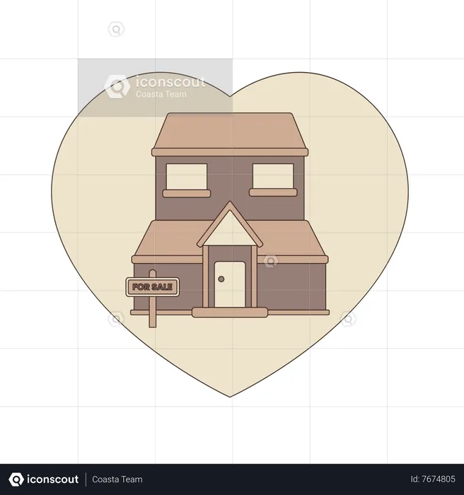 House for sale in heart shape  Illustration