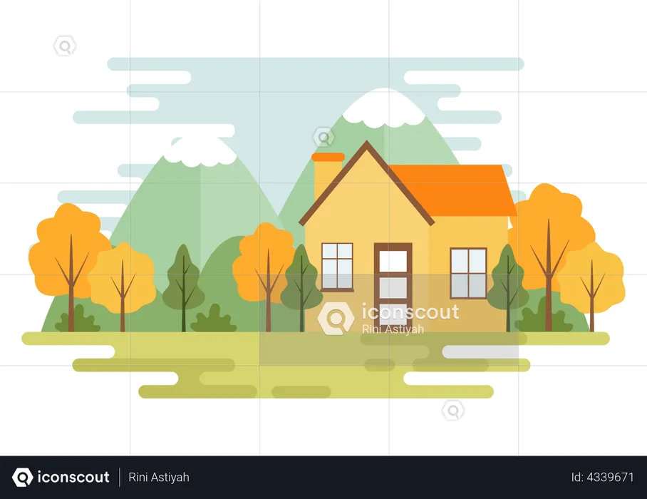 House in Forest  Illustration