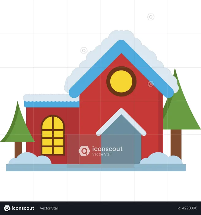 House is completely covered with snow  Illustration