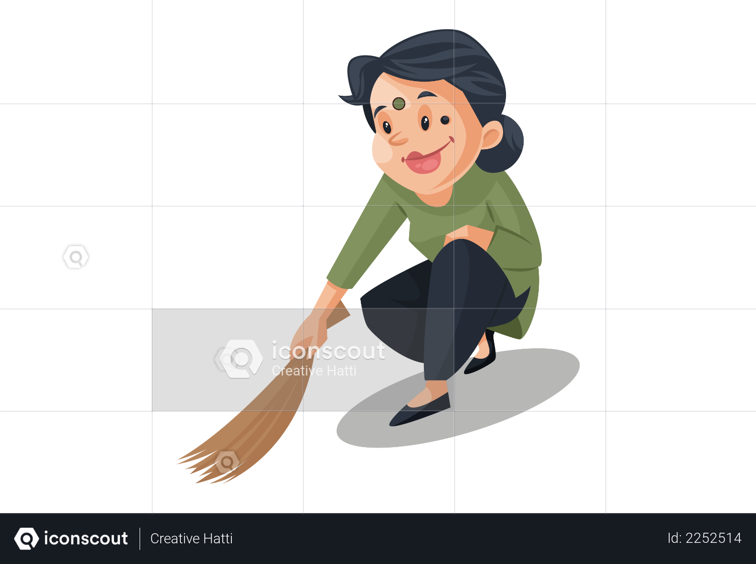 Premium House maid is sweeping floor with a broom Illustration download