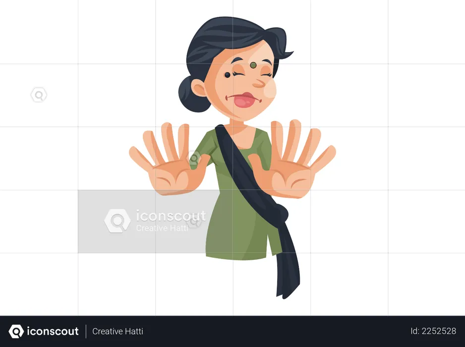House maid saying No with hand expression  Illustration